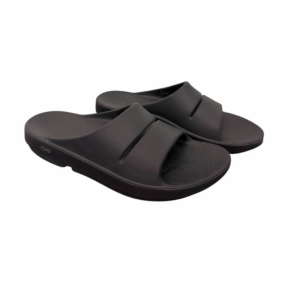 OOFOS OOahh Slide Sandals Black Men’s 12 Recovery Comfort Casual Beach Pool NEW